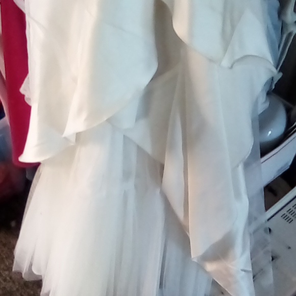 Oleg Cassini wedding dress white lace rhinestones size 12 with tag like new - Picture 5 of 7